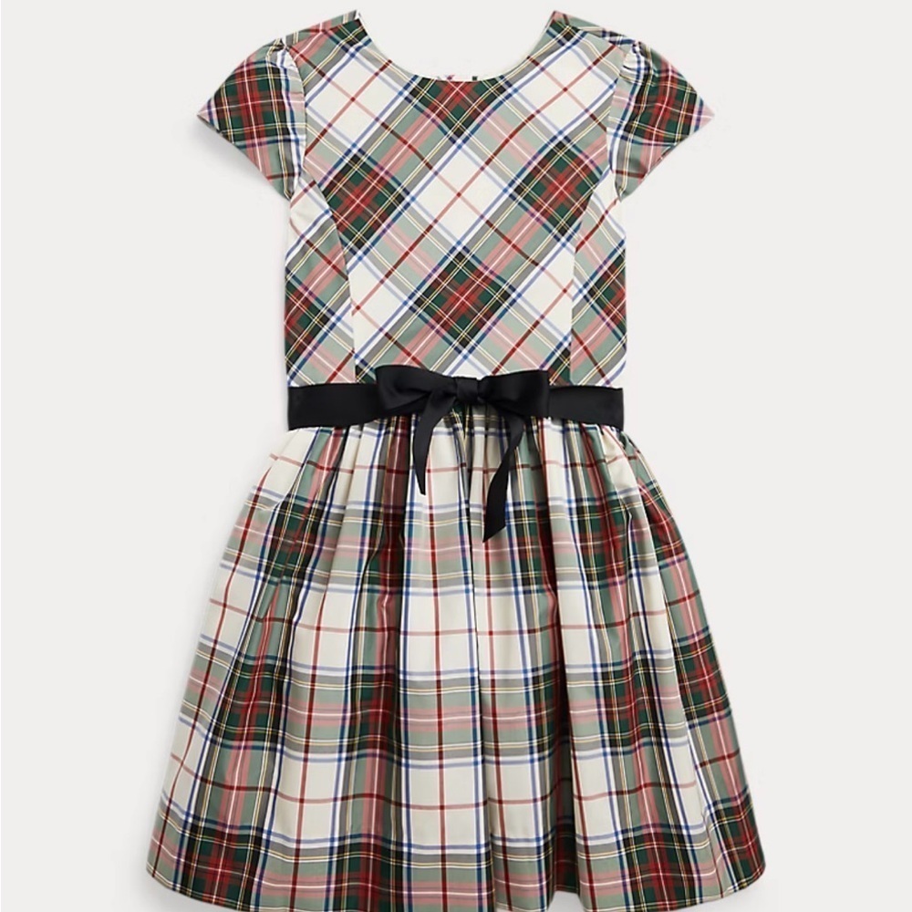 Polo by Ralph Lauren Multicolor Plaid Dress with Black Bow